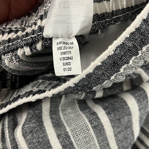 Banana Republic wide leg crop stripe linen pants stretchy waist summer Small - Picture 13 of 13